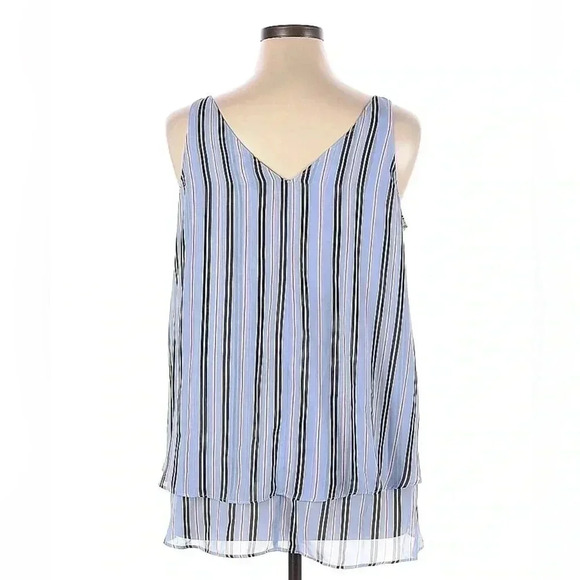 Lane Bryant Stripe Modern Swing Double-Layer Chiffon Tank Blouse Plus Size 14 - Picture 2 of 2